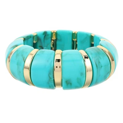 5er Set Wiederverwendbare Acryl Armreif Armbänder für Frauen Himmelblau Geometrisch Manschette - Bild 1 von 4
