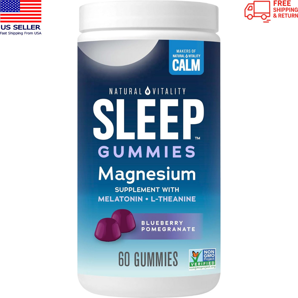 Natural Vitality Calm Sleep Gummies Magnesium & Blueberry Pomegranate 60ct 4/26