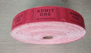 Red  "ADMIT ONE"  Numbered TICKETS Roll Admission Door Raffle Journal Crafting