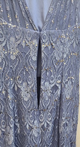 R&M Richards Women's PLUS Lace Long Evening Dress - DUSTY BLUE - 14 - Style 3198 - Picture 5 of 9