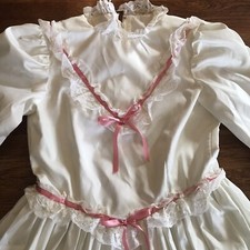 vtg Prairie Dress Girls 7  80s Modest long mauve Pageant Bridal