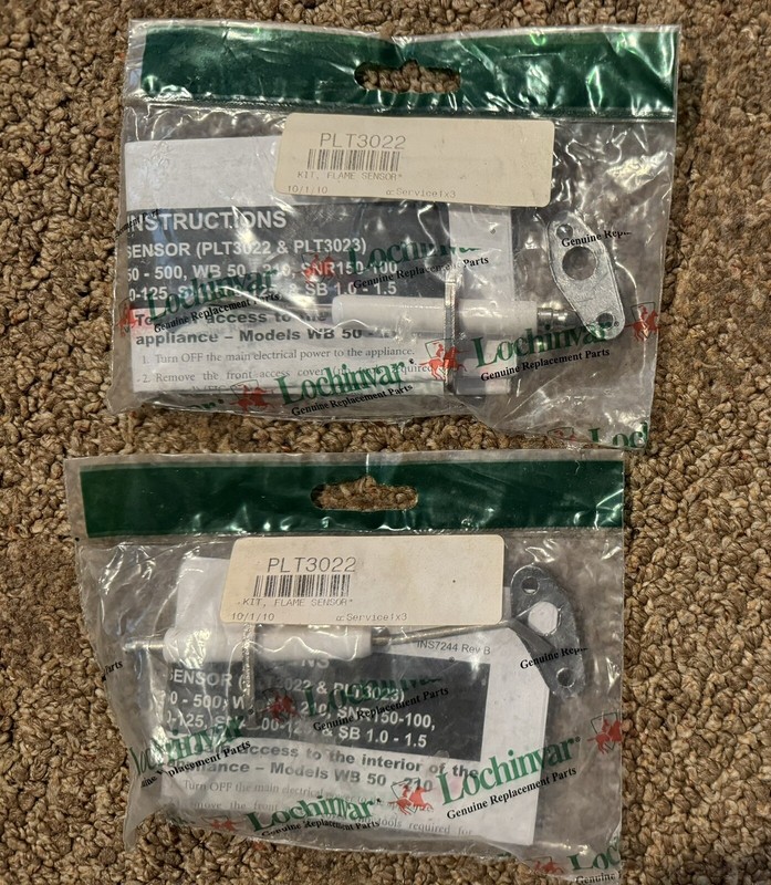 2…..Lochinvar Flame Sensor Kit With Gasket PLT3022.Brand New