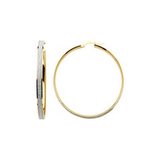 GOLD - 14K Two Tone Gold 4mm Sparkling Center Hoop Earrings