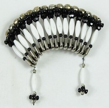 Vintage Handmade Beaded Western Style Indian Headdress Ornament Safety Pin Art 3
