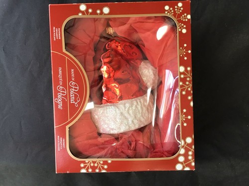 Polnische mundgeblasene Glas Weihnachtsmütze Weihnachtsschmuck 4 1/2" Neu im Karton - Bild 3 von 7
