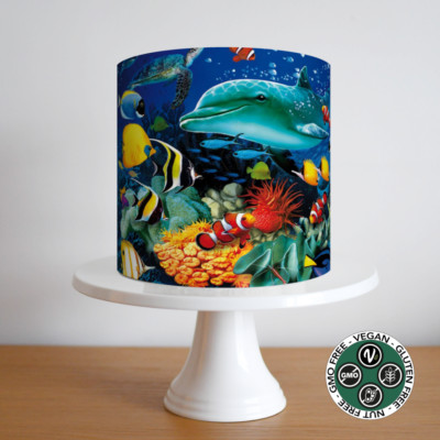 Tier Sea Life Ozean Tortenaufleger Bordüre Streifen Muster Wickeloptik Party essbar