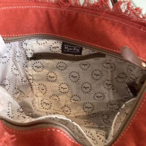 Borsa Myra Carroty Borsa a mano in tela e pelle riciclata S-1484 Nuova con Etichette - Foto 4 di 7