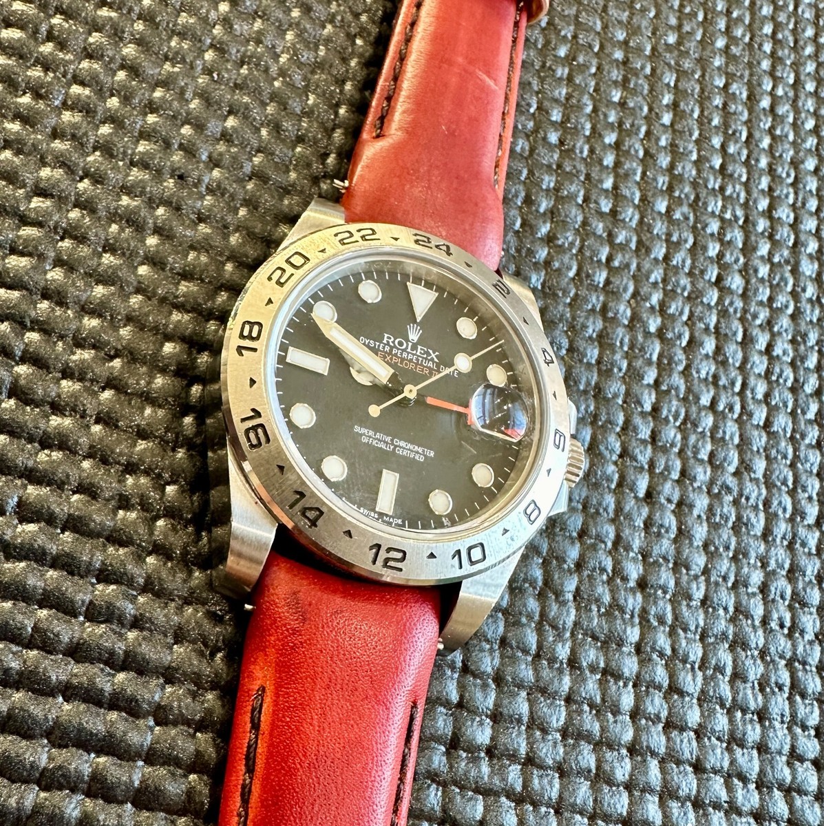 21mm DEEP RED Leather curved Strap 41mm Rolex Submariner 42mm