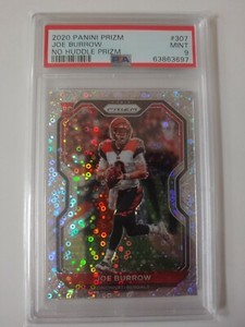 2020 Panini No Huddle Prizm Football RC Joe Burrow Rookie #307 - PSA 9 - POP 16