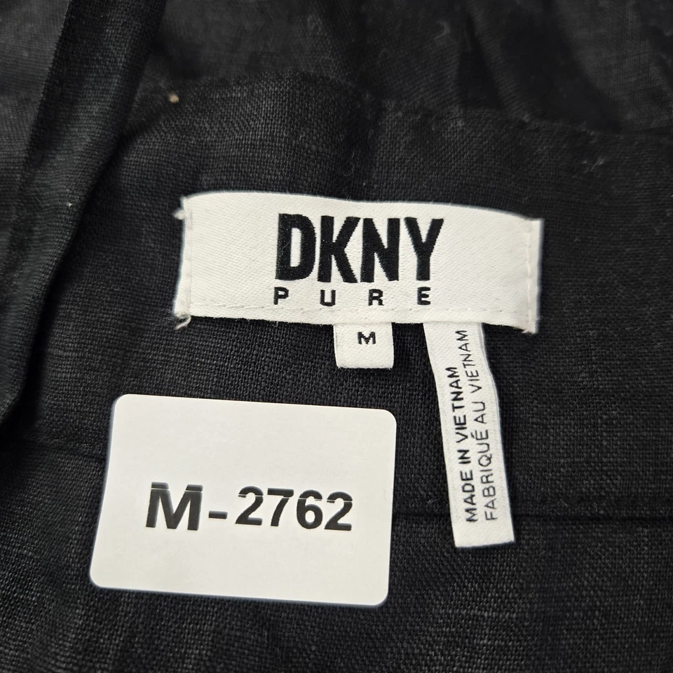 Vestido DKNY Pure para mujer M negro 100 % lino calce midi y acampanado sin mangas en capas Foto 2 de 4
