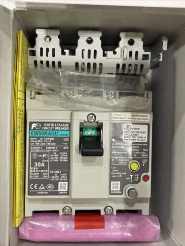 Fuji Electric Earth Leakage Circuit Breaker EW50RAGU-3P040 3-POLES 30A, New - Picture 2 of 10