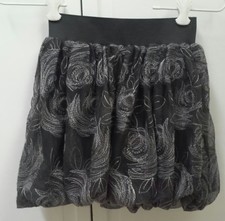 THE CHILDRENS PLACE Dressy Balloon SKIRT Grey w/ White Floral GIRLS Size 6