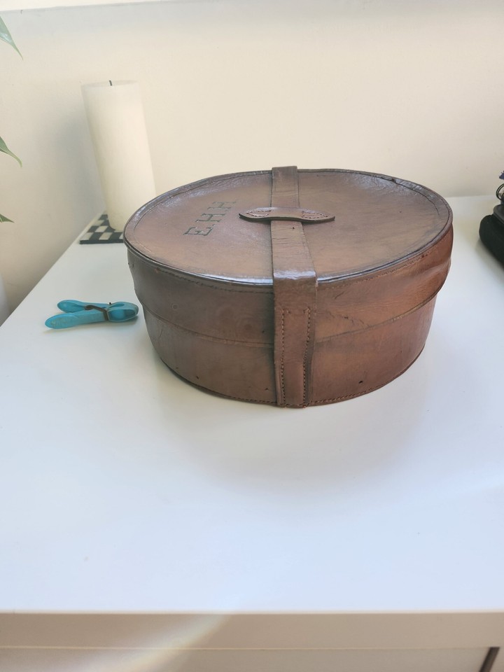 Antique Leather Collar Box eBay
