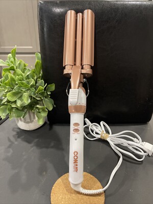 Conair Double Ceramic 3 Barrel Curling Iron, Hair Waver, Beachy Waves *TESTED