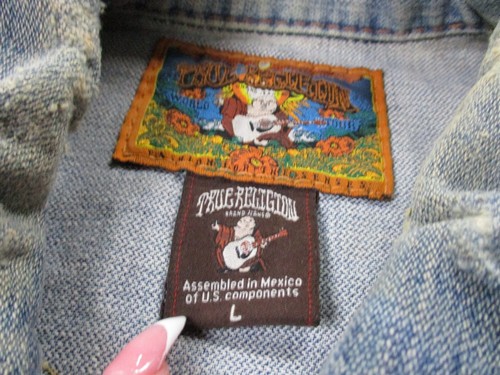 True Religion Jacket Adult L Ashbury Patch Mushroom Vintage Y2K Distressed Women - Picture 6 of 14