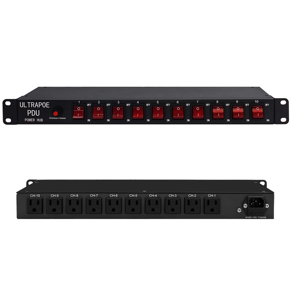 10 Outlets 1U PDU Rack Mount Power Strip-Network Server Racks - Surge Protector - Image 2 of 4