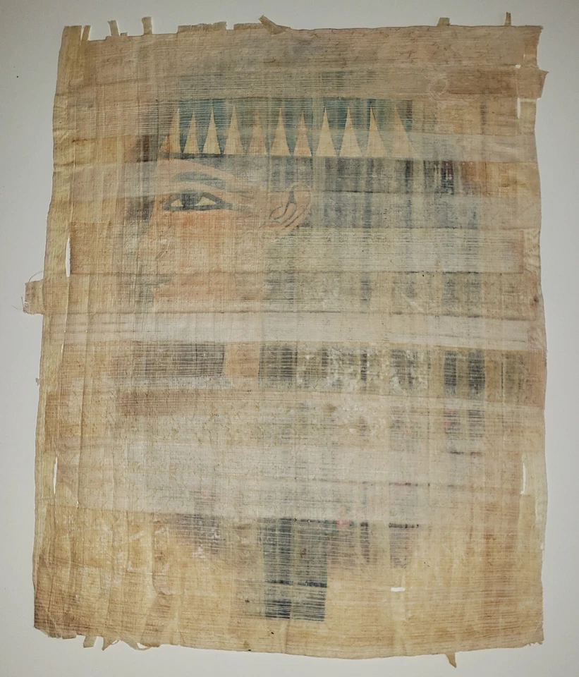 ANCIENT EGYPTIAN PAPYRUS PAINTING on Handmade Paper SIGNED Queen Cleobatha - Image 3 of 3