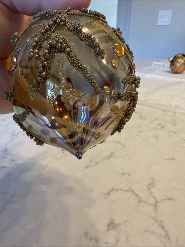 Strongwater Style Christmas Ornament Jeweled Gold Egg - Picture 4 of 6