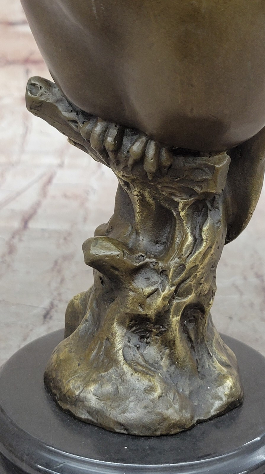 THE OWL ART DECO BEAUTIFUL BRONZE STATUE SCULPTURE ON MARBLE REAL BRONZE GIFT