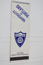 University of Portland Ship's Wheel Crest Advertising 20 Strike Matchbook Cover