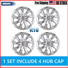 16 Chrome 4pc Wheel Covers Snap On Full Hub Caps For R16 Car Tire Steel Rim