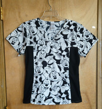 Disney Minnie Mouse Scrub Top Small Black White