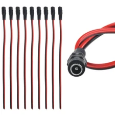 10pcs 5.5*2.1mm Female DC Power Plug Connector CCTV PSU Pigtail CABLE Jack 12V