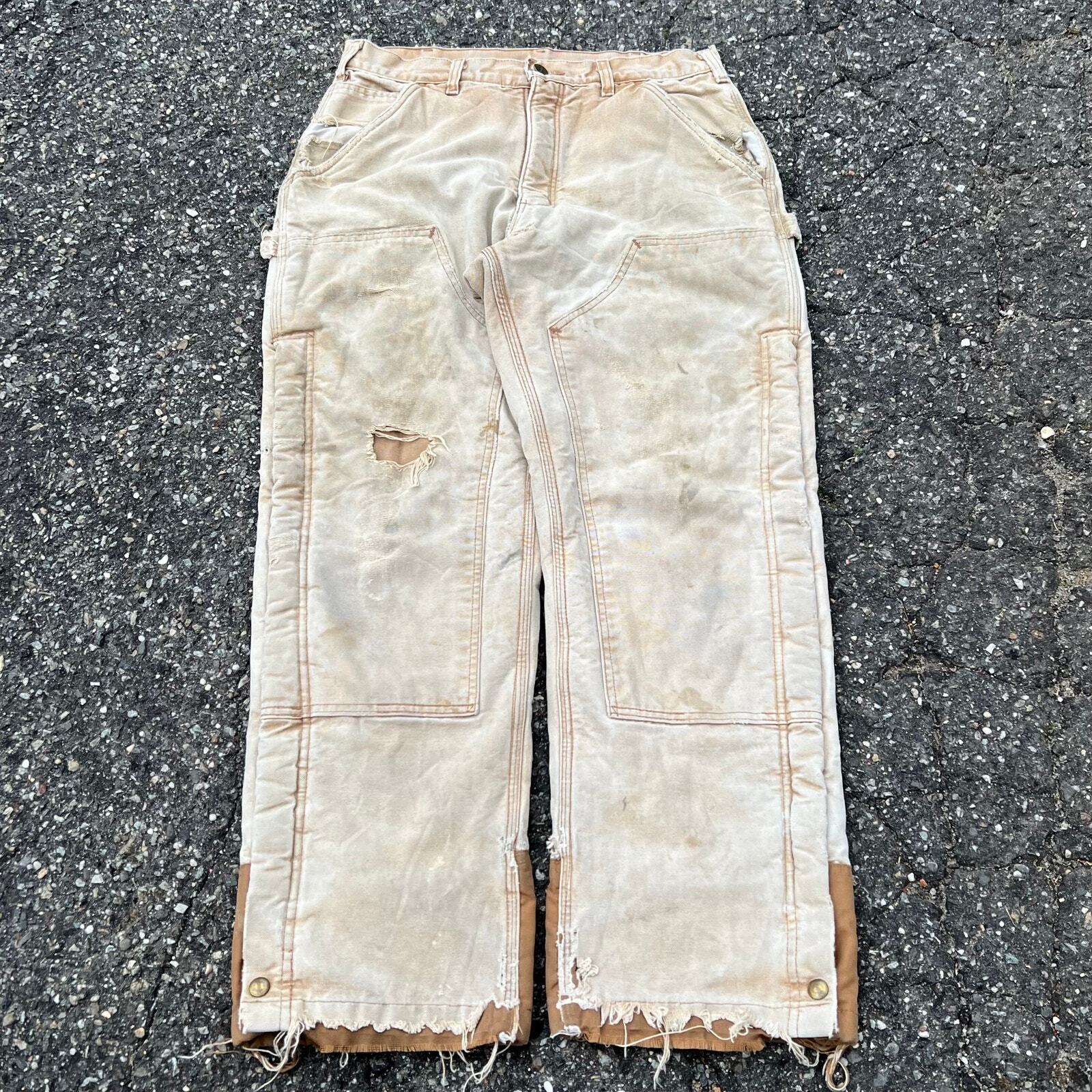 Винтажные рабочие брюки плотника Carhartt с коричневой подкладкой до колена