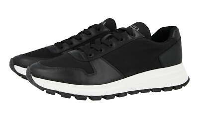 PRADA Leder + Nylon Prax01 Sneaker - Schwarz Weiss - NEU -  9 43