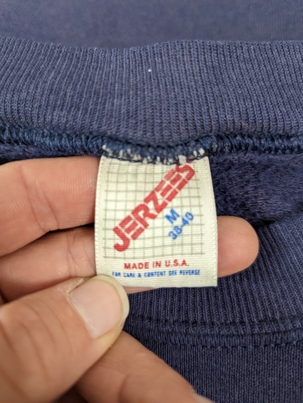 Vintage 80s Jerzees Raglan Sweatshirt Made in USA Size Medium Blue BLANK Jumper image 3
