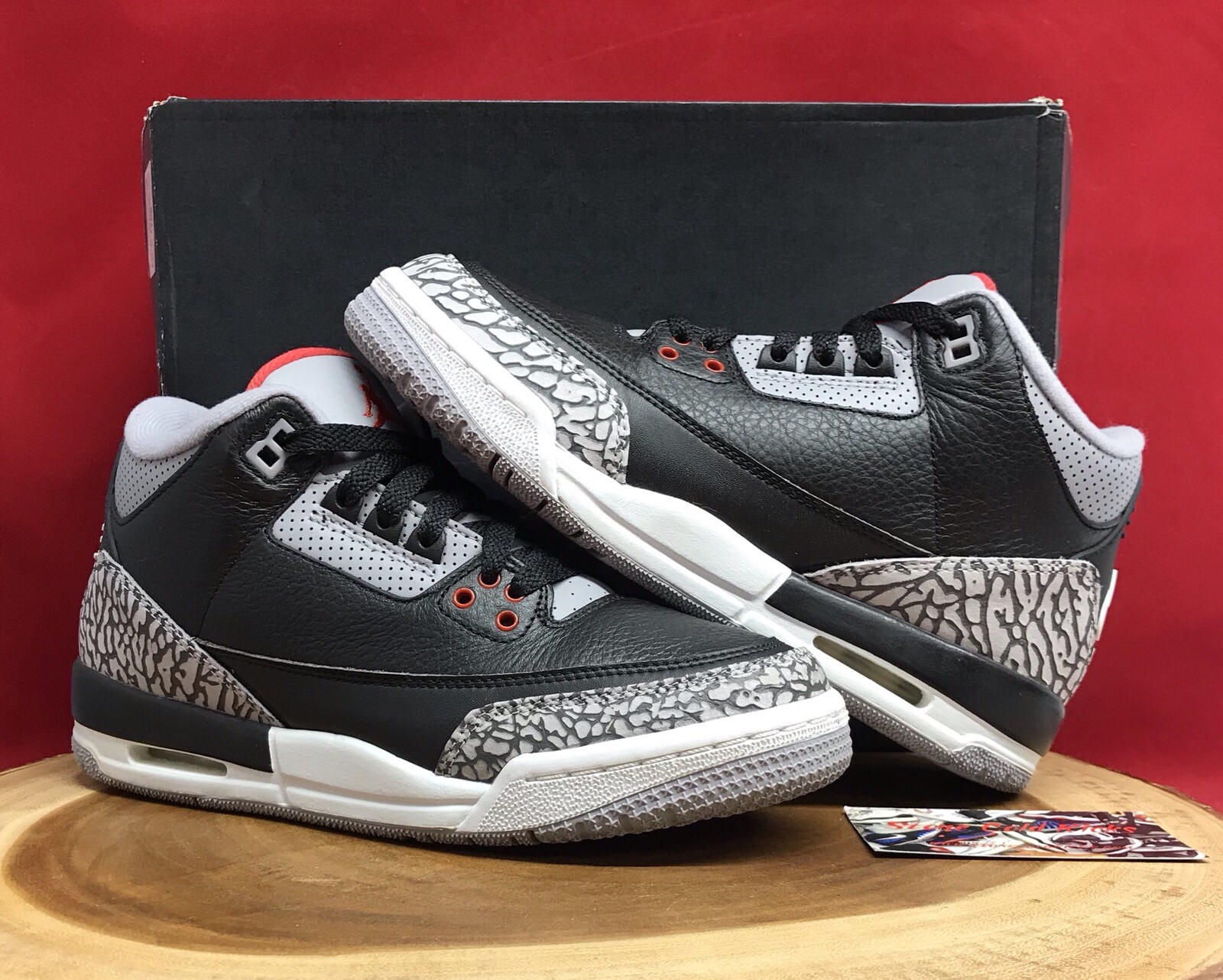 NIKE AIR JORDAN III RETRO OG BG BLACK FIRE RED CEMENT GREY