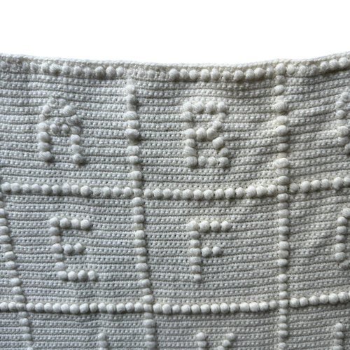 Handcrafted Baby Blanket Throw Crochet Knit Alphabet Cream Neutral 30.5" X 30.5" - Picture 13 of 15