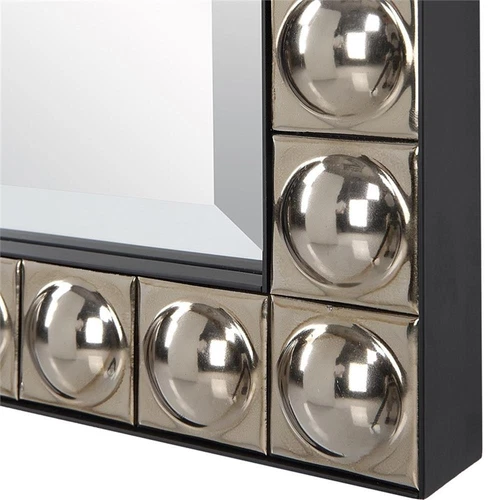 Uttermost Silvio Contemporary Iron Metal/Ceramic Vanity Mirror in Antique Silver - Picture 5 of 6