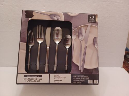 PREMIUM 18/10 Stainless Flatware Complete Set for 4/20pc. NEW IN BOX SEE PHOTOS