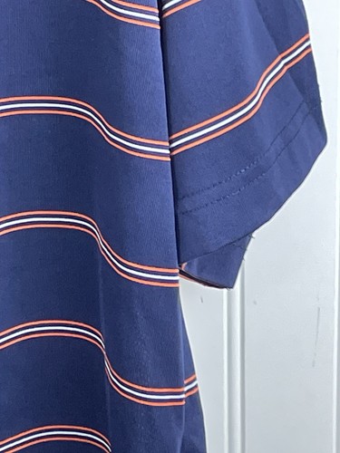 Camisa Polo Antigua Para Hombre Grande Azul Naranja Rayas Manga Corta Castaño Rojizo Tigres - Imagen 4 de 13