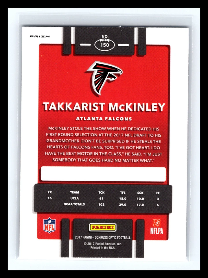 🏈 TAKKARIST MCKINLEY 2017 DONRUSS OPTIC SILVER HOLO REFRACTOR RC # 150 - Image 2 of 2
