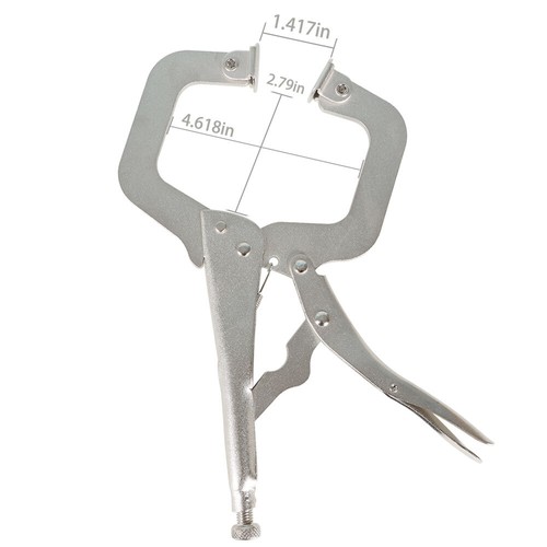 6 pc Adjustable C-Clamp Locking Pliers Set 11" Locking Welding With Swivel Pads - Picture 6 of 10