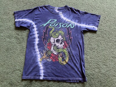 Poison Band Blue & White Tie Dye T-Shirt Size L | eBay