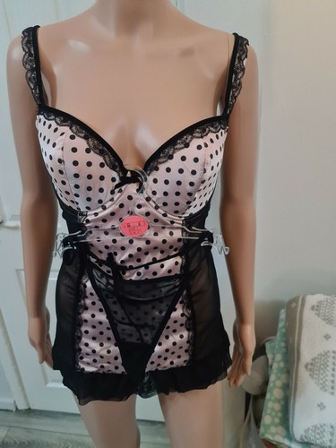 JOLIE SEDUCTION BLACK/PINK UNDERWIRE CAMI 36D - Picture 6 of 6