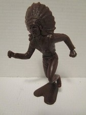 LOUIS MARX Dark Brown Indian Chief Large 6" Western Playset Plastic Figure 1960s