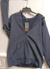 Tacvasen Unisex Full Zip Black Hoodie SZ Large New