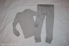 Boys GRAY THERMAL UNDERWEAR SET Waffle Knit L/S SHIRT & PANTS Long Johns XS 4-5