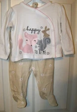 Wonder Nation Happy To Be Me Fox Squirrel 3 Piece Set Baby Size 0 / 3 Months NWT