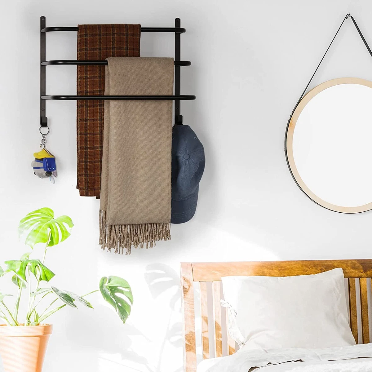 Bath Towel Bar 3-Tier with Hook Metal Wall Mount Towel Rack Towel Ladder  Holder | eBay