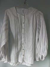 & ME LADIES LONG SLEEVES COTTON BLOUSE S 8 (CHECK MEASURE IN DESCRIPTION AS NEW