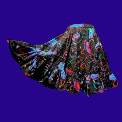 VTG HANDMADE GALAXY CIRCLE SKIRT ''rhinestone'' stars ruffle tiered Ms Frizzle 5H