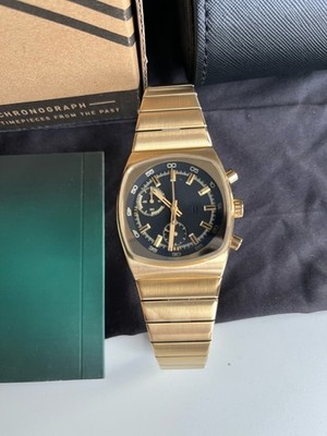 Brew Metric Gold Watch Black Dial Chronograph Metric Style Quartz Movement