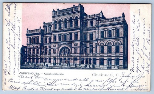 Tarjeta postal de recuerdo 1900 del juzgado de Cincinnati Ohio - Imagen 1 de 2