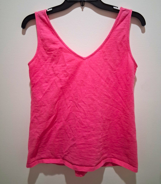 Lilly Pulitzer Pink Solid V-Neck Sleeveless Cotton Knit Tank Top, Size S