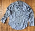 Vintage US Navy USN Chambray Stenciled Long Sleeve Distressed Military Shirt — photo 1